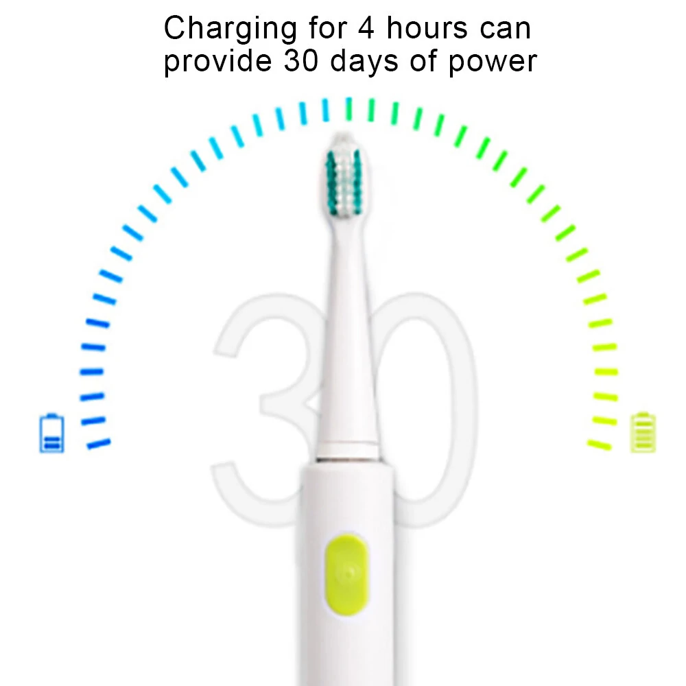 (image for) BORUI IPX7 3 Mode Battery Operated Electric Toothbrush with 3 Brush Heads Oral Hygiene Health Products